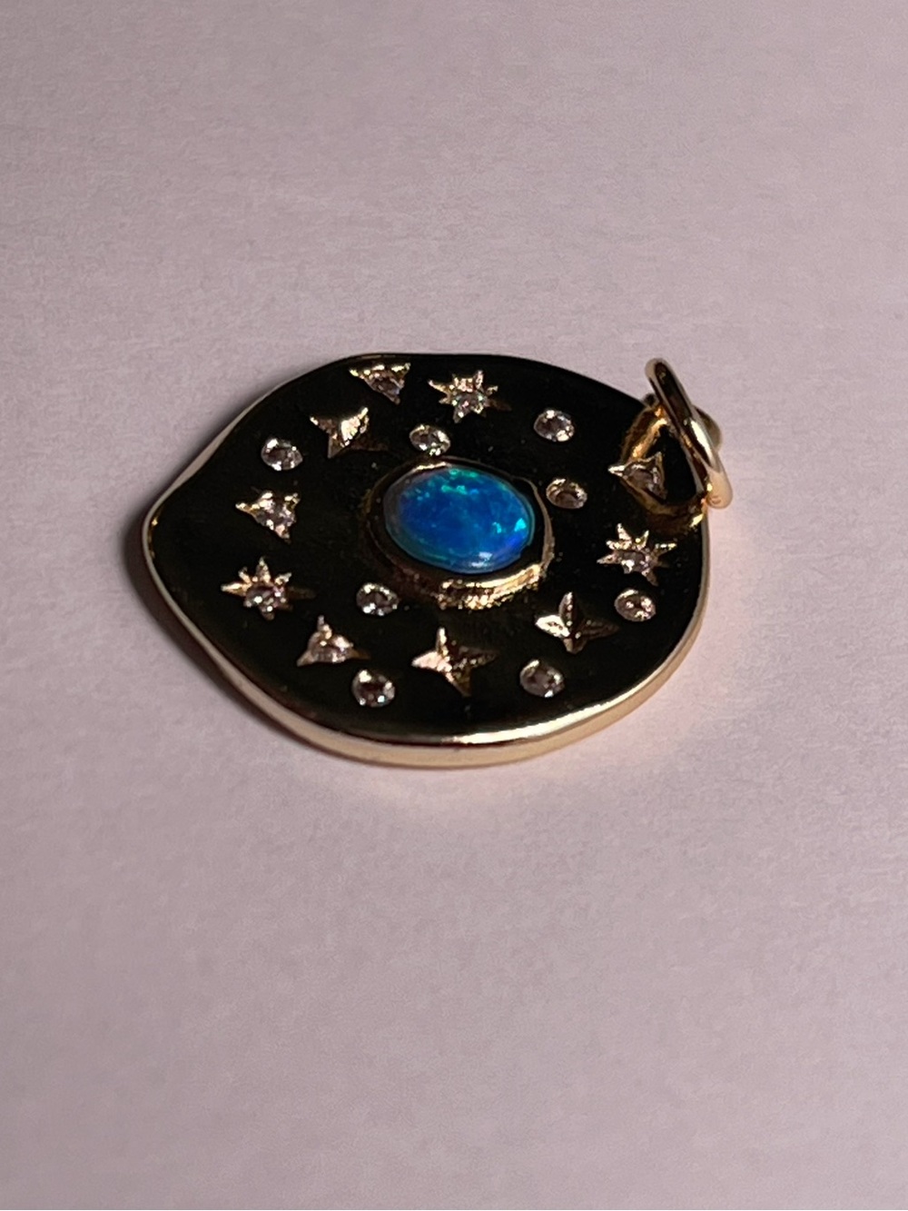 "Lucid Dreaming Anchor" Starburst 18K Gold Plated Over Bass With Opal - Picture 8 of 9